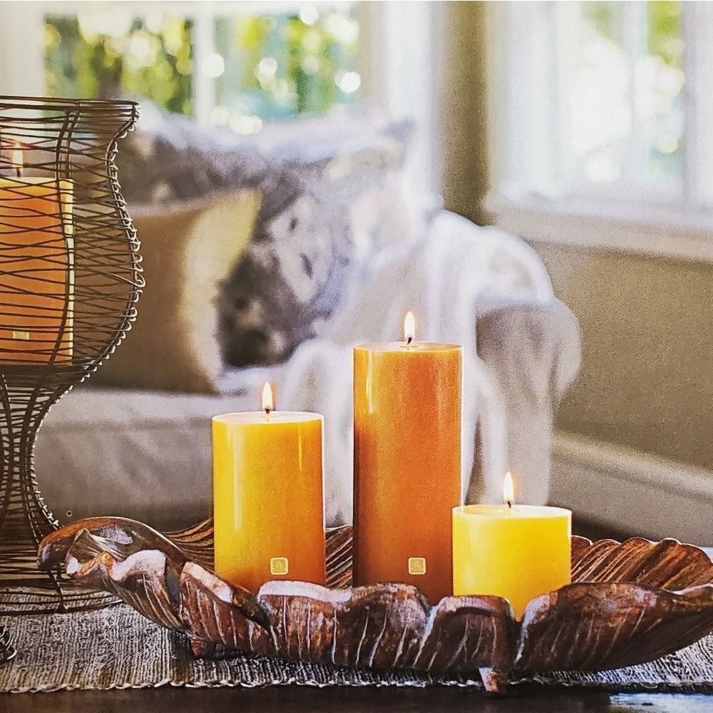 🩵NIB Partylite Brown Leaf Sculpted Pillar Candle Garden Centerpiece - Picture 3 of 15